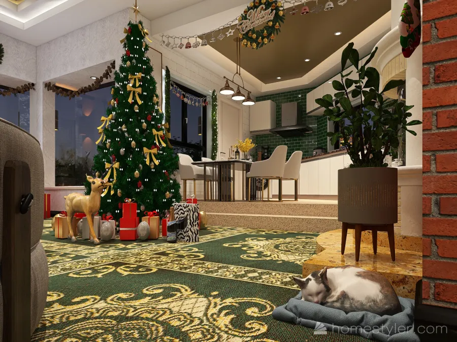 #ChristmasRoomContest- Joyful Deer 3d design renderings