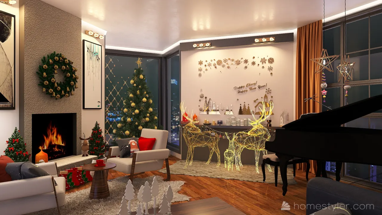 #ChristmasRoomContest-Mery Christmas 3d design renderings