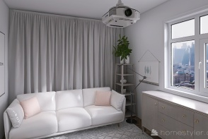 Light Pink Artist Bedroom and Office space  Design Rendering