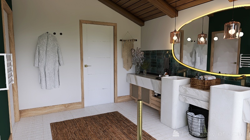 Bohemian Master Bathroom 3d design renderings