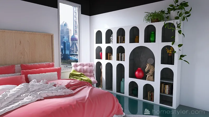 modern pink bedroom 3d design renderings