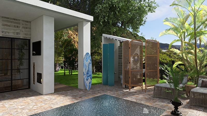 Bohemian Santa Monica Beach Home 3d design renderings