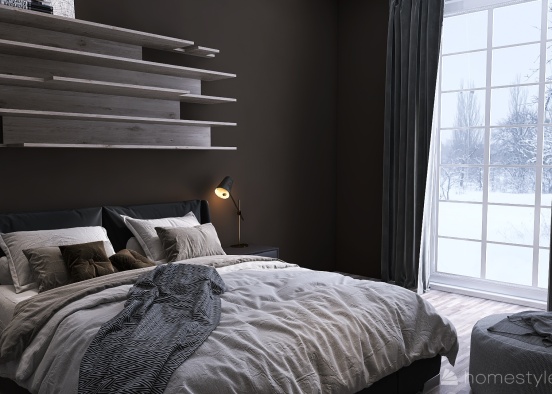 Dark Theme Bedroom  Design Rendering