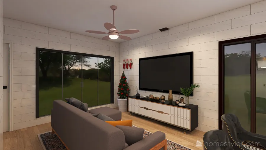 Sala de Jantar e Tv 3d design renderings