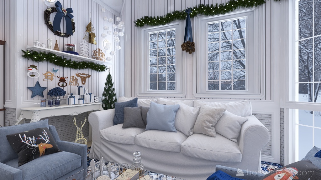 #ChristmasRoomContest Cottage House 3d design renderings