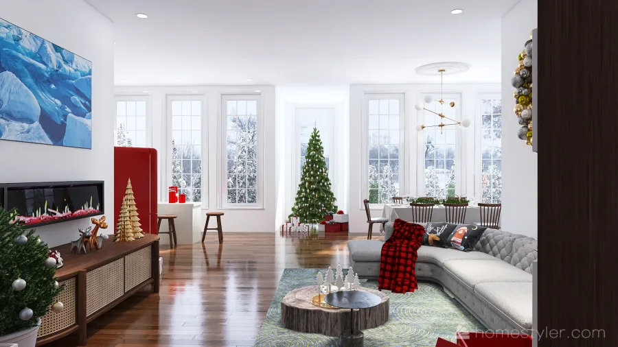 #ChristmasRoomContest_Cozy Christmas 3d design renderings