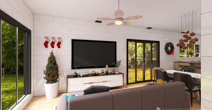 Sala de Jantar e Tv 3d design renderings