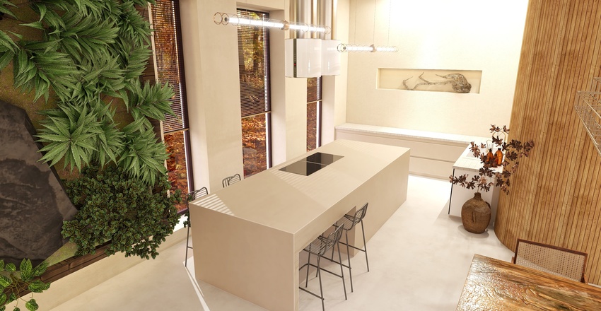 Living/Dining & Kitchen 3d design renderings
