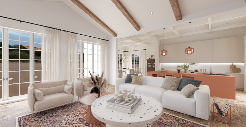 Costal Beach house WarmTones 3d design renderings