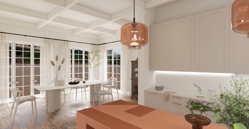 Costal WarmTones Dining Room 3d design renderings