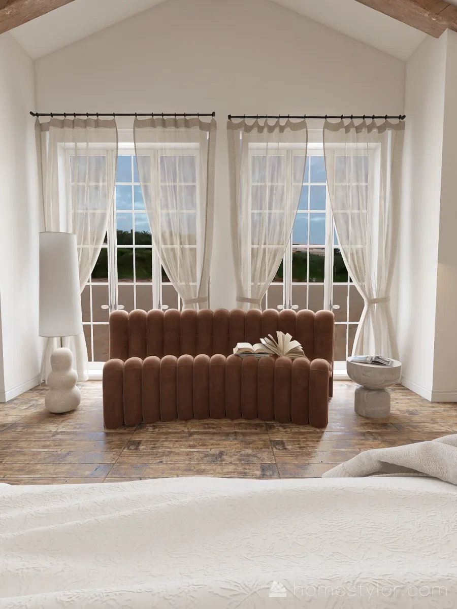 Costal WarmTones Master Bedroom 3d design renderings