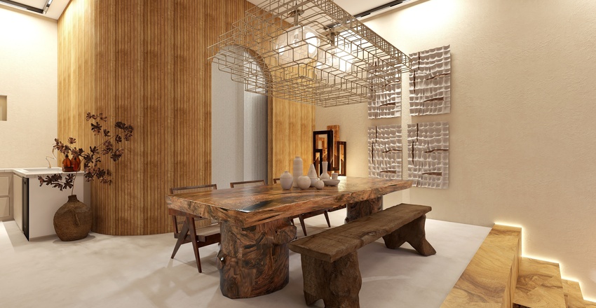 Living/Dining & Kitchen 3d design renderings