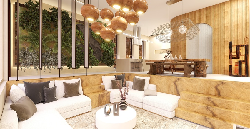 Living/Dining & Kitchen 3d design renderings