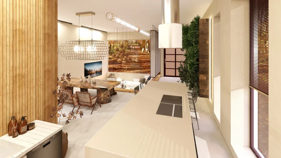 Living/Dining & Kitchen 3d design renderings