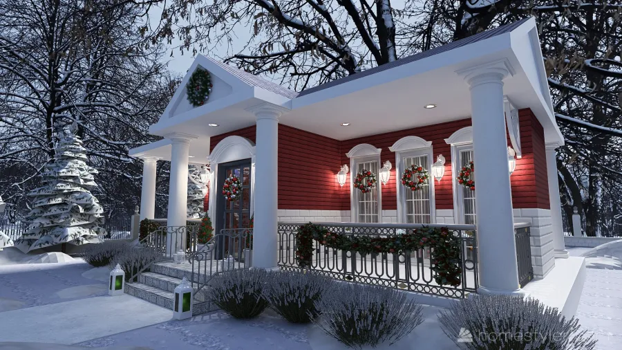 #ChristmasRoomContest_REd and WHITE 3d design renderings