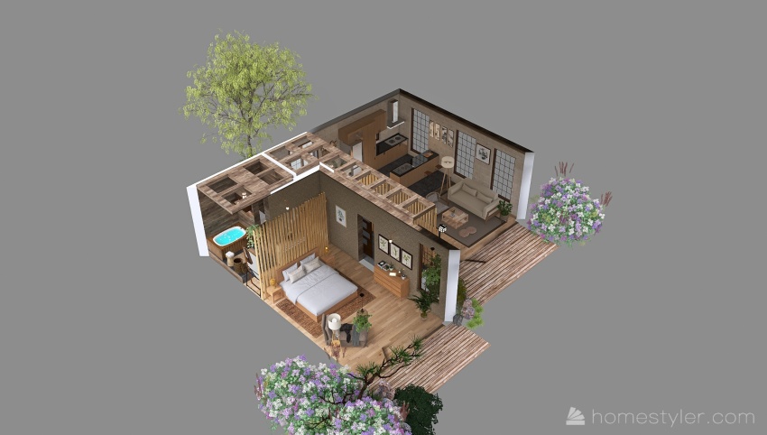 Modern Japanese Minimalist Small Home 3d design picture 73.89