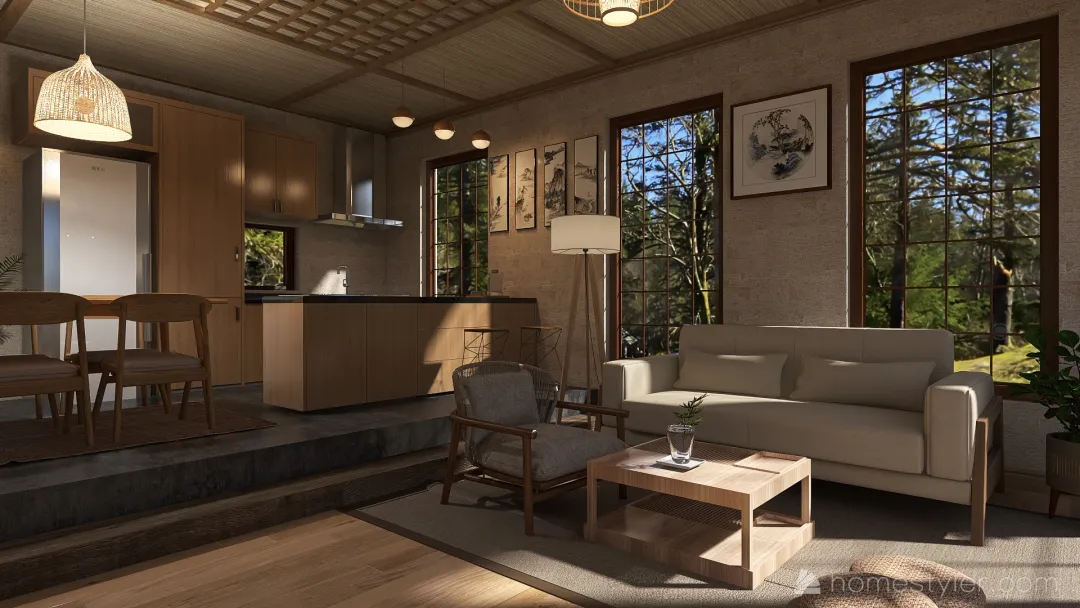 Modern Modern Japanese Minimalist Small Home 3d design renderings