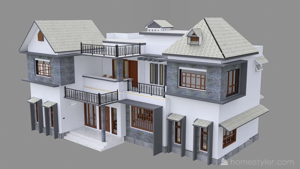 Exterior working model with split window 3d design renderings