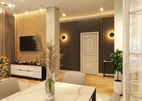 Neoclassic Living Room Design Rendering