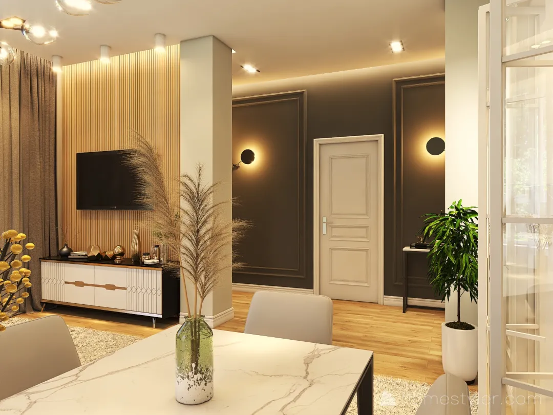 Neoclassic Living Room 3d design renderings