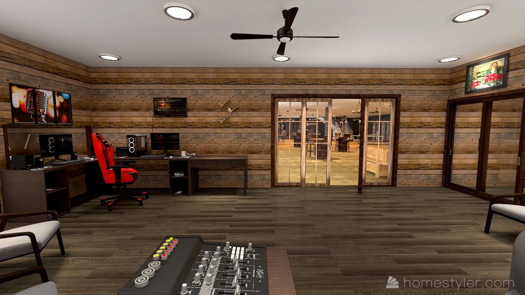 Music Studio 3d design renderings