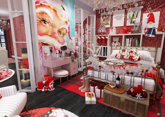 #ChristmasRoomContest_REd and WHITE Design Rendering