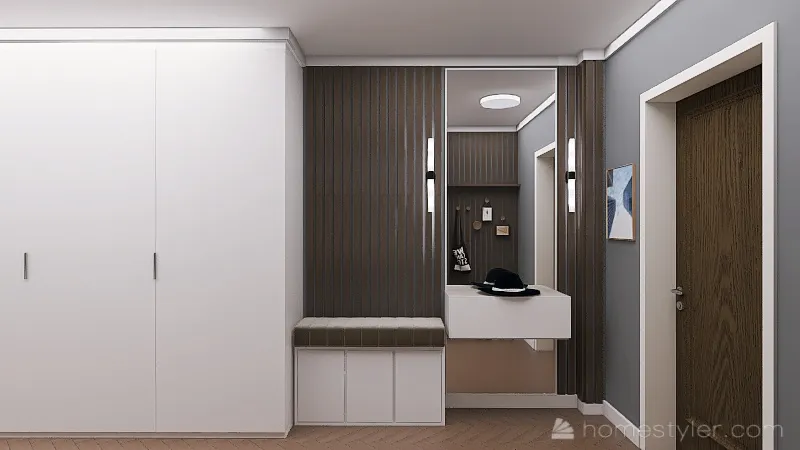 2022Таня. Коридор, гостиная и кухня 3d design renderings