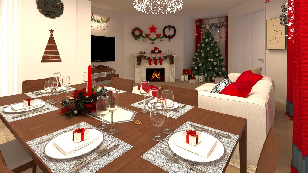 Christmas Tree  Apartment 3d design renderings