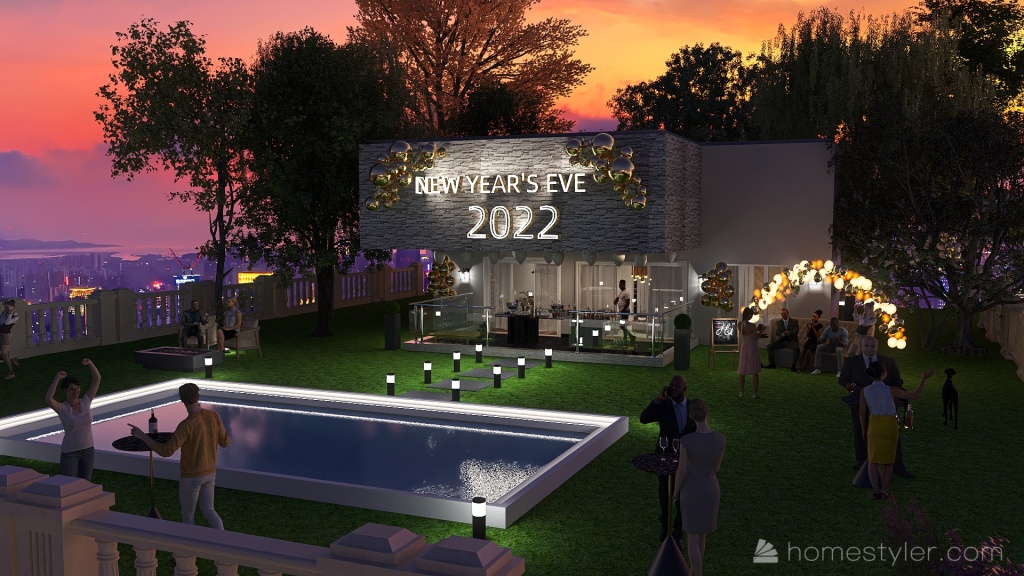 #PartyContest new year's eve party in LA 3d design renderings
