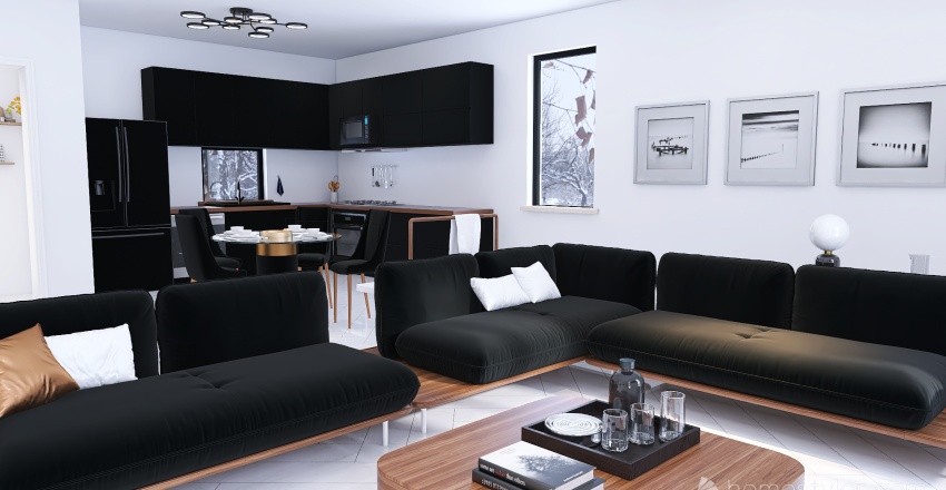Black & White Flat 3d design renderings