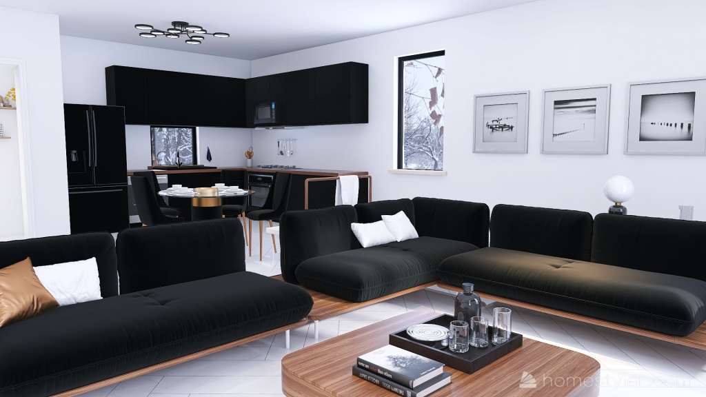 Black & White Flat 3d design renderings