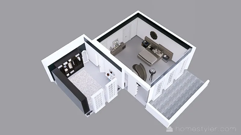 Black and White - Camera da letto con cabina armadio 3d design picture 91.44
