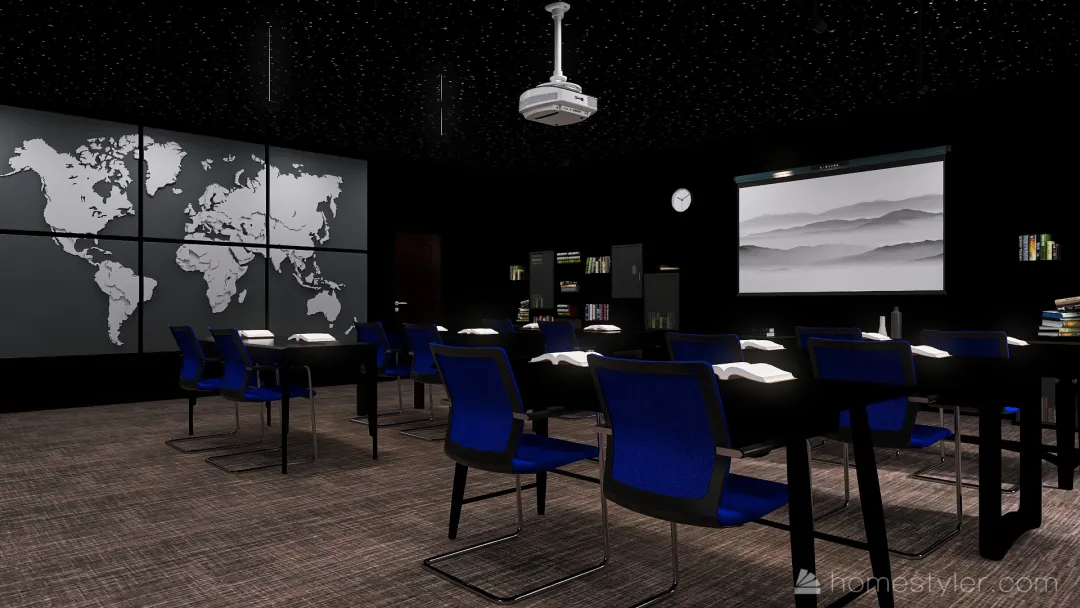 Dark Classroom 3d design renderings
