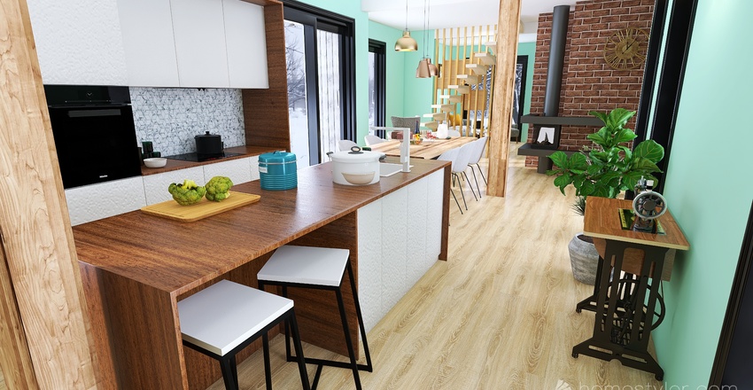 OLD HOUSE RENOVATION TORQUOISE 3d design renderings