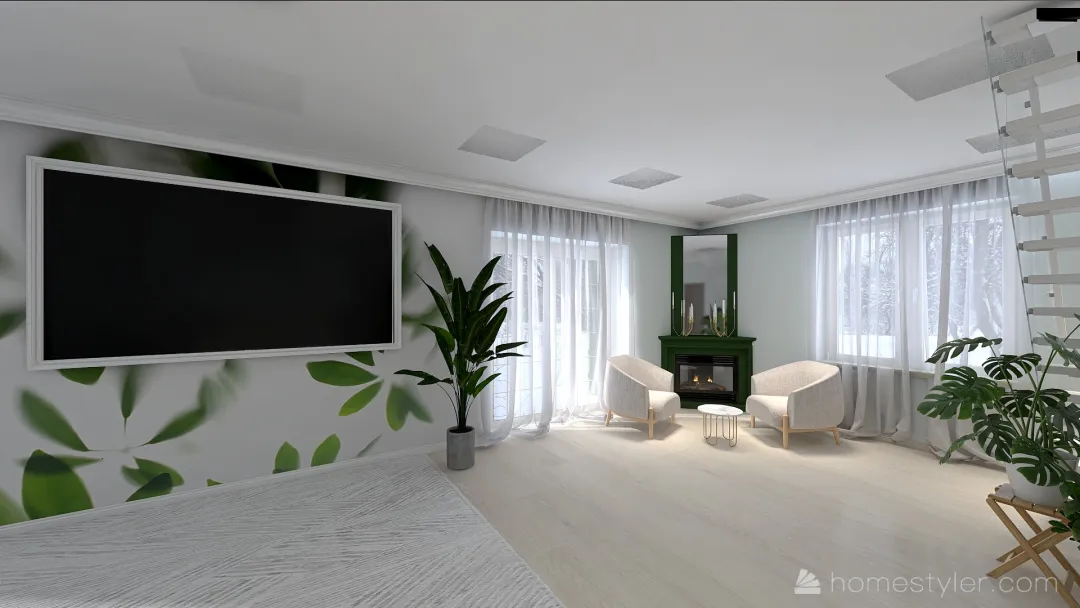 Гостиная Неоклассика_copy в зелен 3d design renderings