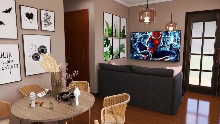 Cozinha e Sala de Estar 3d design renderings