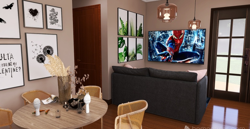Cozinha e Sala de Estar 3d design renderings
