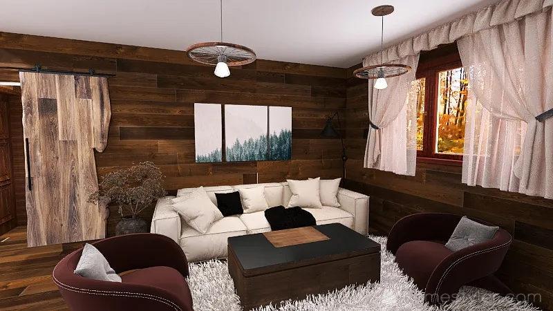 Familiy cabin in the woods 3d design renderings