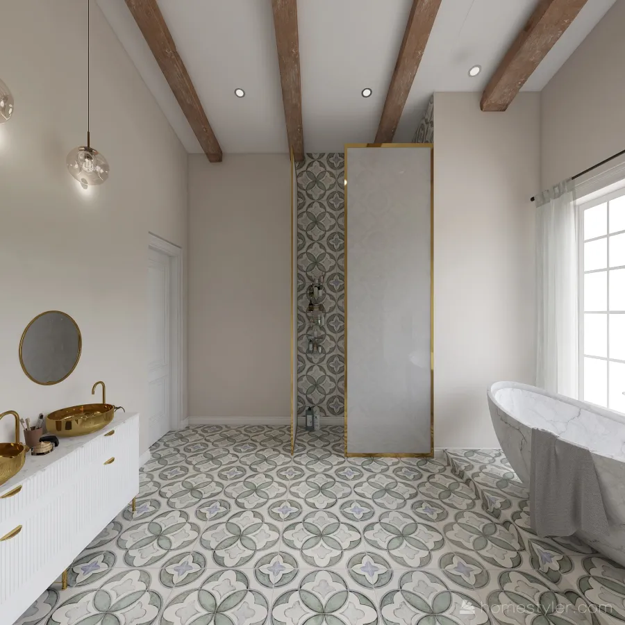 Costal WarmTones Bathroom 3d design renderings