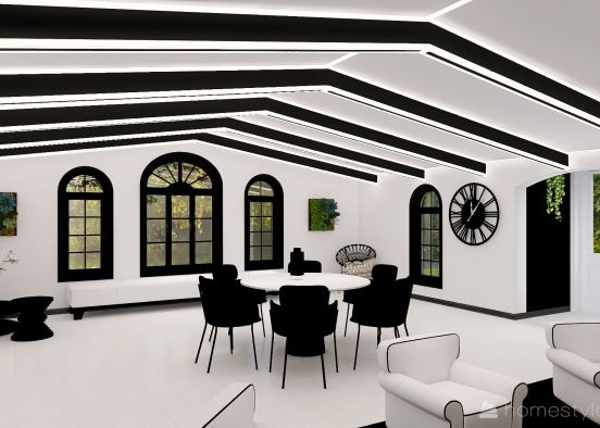 black and white modern workspace and office Design Rendering