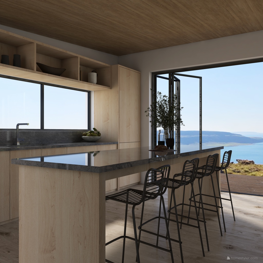 Scandinavian Hilltop Cabin WoodTones 3d design renderings
