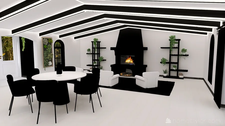 black and white modern workspace and office 3d design renderings