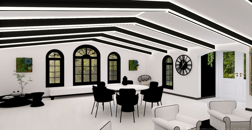 black and white modern workspace and office 3d design renderings