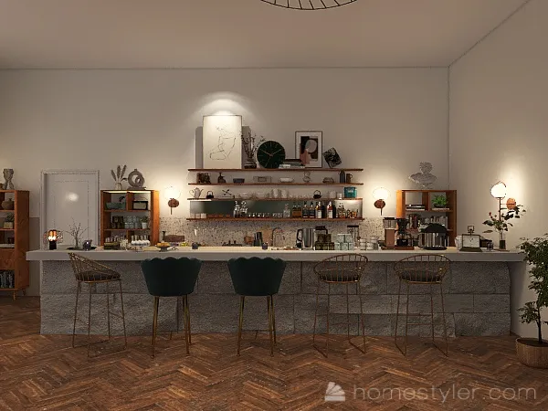 Moody Coffeehouse 3d design renderings