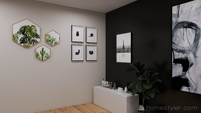 Black and White Aesthetic Bathroom 3d design renderings