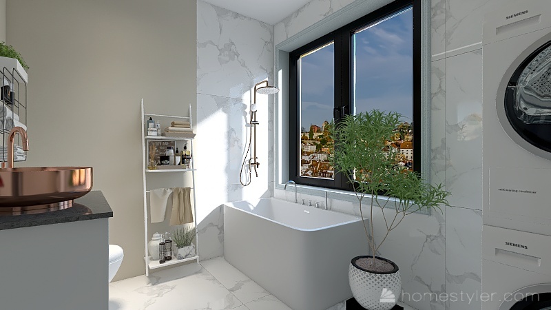 1 bedroom loft style appartment 3d design renderings