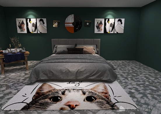 Fancy Grey Bedroom. Design Rendering