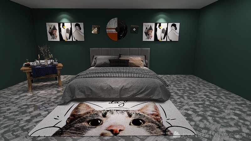 Fancy Grey Bedroom. 3d design renderings