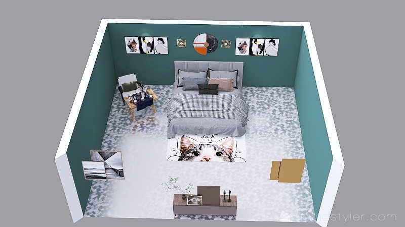 Fancy Grey Bedroom. 3d design picture 46.48