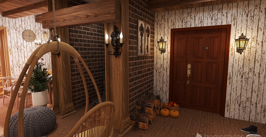 New design. Rustic fall interior 3d design renderings